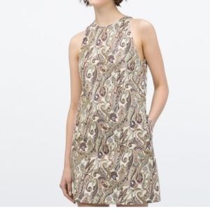 Zara jacquard paisley cotton shift dress